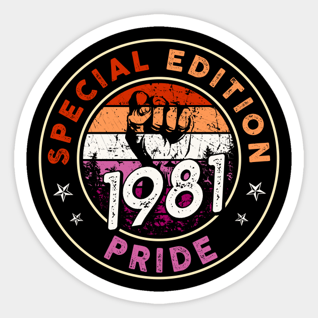 Vintage 1981 Lesbian Shirt Pride LGBT Gift Equality Outfit Birthday Sticker by thangrong743